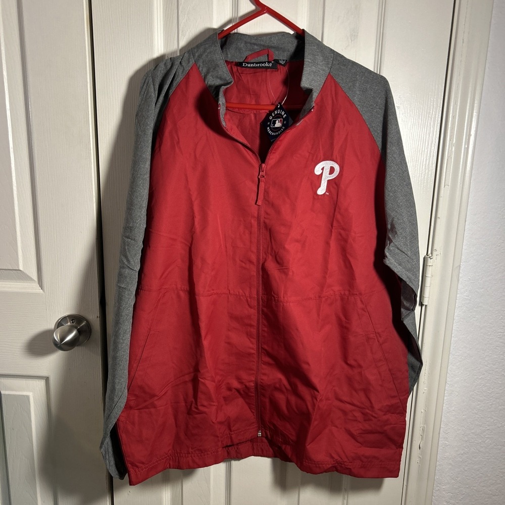 Dunbrooke Philadelphia Phillies MLB Full Zip Jacket Men's‎ XL Red Gray New